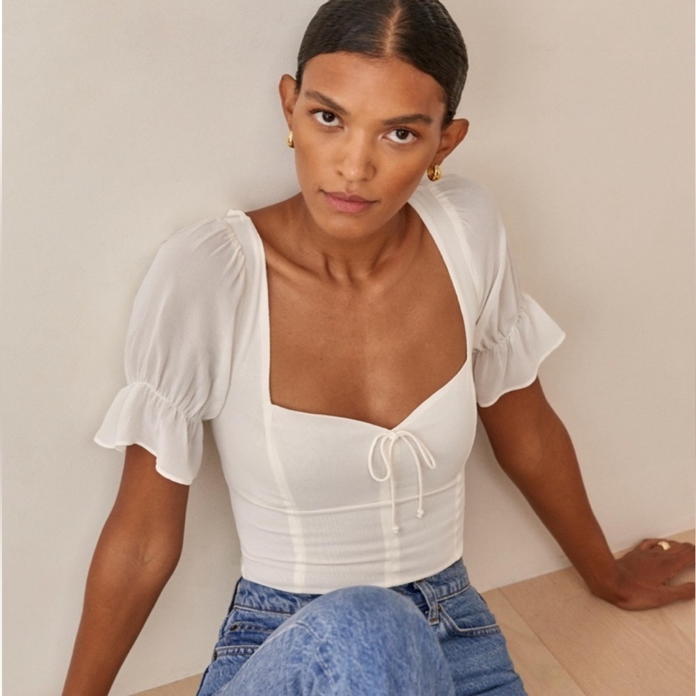 Reformation Delevan Top in Gossamer